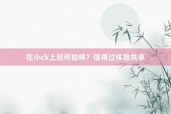 在小ck上班何如样？信得过体验共享